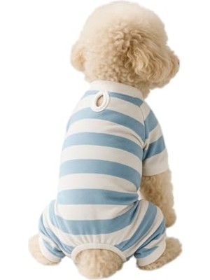 Esranın Dünyası M Beden Mavi Beyaz Çizgili Tulum, Kedi ve Köpek Kıyafeti