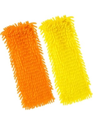 Esranın Dünyası 40 cm Mikrofiber Makarna Mop Başlığı 2’li Set, Yüksek Emici Chenille Mop Ucu, Iz ve Tüy Bırakmaz, Parke, Seramik, Laminat ve Mermer Için Uygun Temizlik Bezi (Turuncu, Yeşil, Mavi)