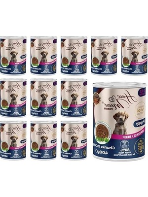 Esranın Dünyası Yavru Köpekler Için Biftek ve Jöleli Konserve Mama 400 gr x 12 Adet