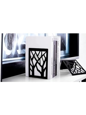 Esranın Dünyası Ağaç Desenli Metal Kitap Tutucu, Metal Kitap Desteği (Ikili Set) MK8S
