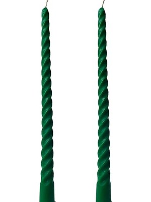 Esranın Dünyası Petekoğlu (2 Adet 27.5cm) Balmumu Mum Konik Burgulu Şamdan Mumu Doğal Dekoratif Beeswax Candle (Yeşil) Akmaz Kırılmaz Mum Bal Mumu          [enerji Sınıfı A++]