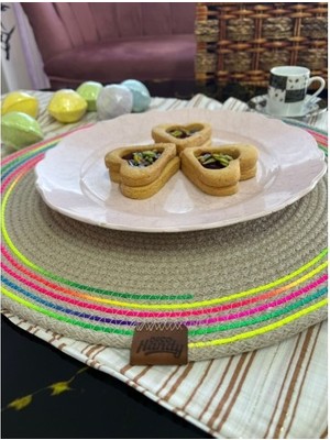 Decohandy 39CM Neon Renkli Şeritli Jüt Örme Supla Amerikan Servis