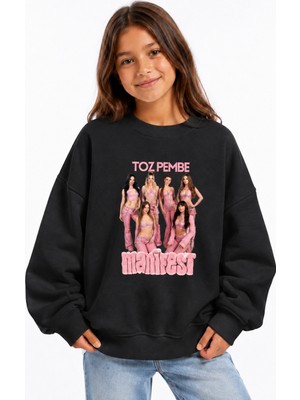 Fasardi Manifest Girls M6NIFESTGIRLS Baskılı Oversize Şardonsuz Uzun Kollu Kız Çocuk Sweatshirt