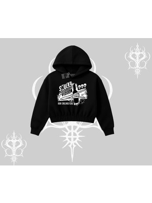 Tarzsokak Kapşonlu Crop Sweatshirt Skull Impact Bone Chilling Street Icon