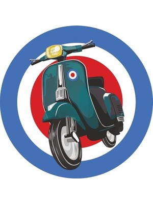 Esranın Dünyası Vespa Sticker - Renkli ve 8 x 8 cm Boyutunda