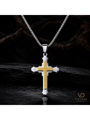 Voyage Accessory Paslanmaz Çelik Çift Renk Kadın Erkek Unisex Haç Kolye
