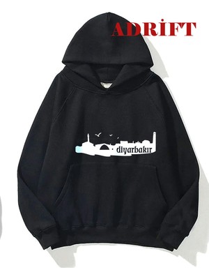 Tarzsokak Unisex Diyarbakır Sweatshirt Hoodie Kapşonlu Siyah