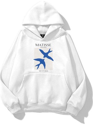 Tarzsokak Unisex Matisse Abstract Doves Sweatshirt Beyaz