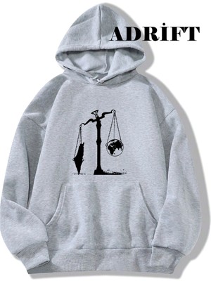 Tarzsokak Unisex Kudüs Çığlık Sweatshirt Hoodie Kapşonlu Gri