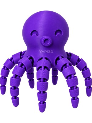 Yapı3D Mor Esnek Ahtapot Figürü | Hareketli Dekoratif Masa Üstü Obje | Stres Giderici Oyuncak |