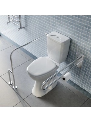 Fixer365 Yaşlı, Hasta ve Engelli 2 Parça Tutunma Barı Wc Kağıtlıklı Hareketli ve Yerden Duvara Döner Ayak