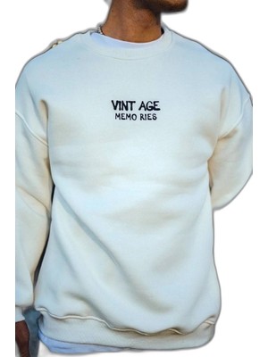 Zamerya Erkek Bisiklet Yaka 3 Iplik Pamuklu Baskılı Sweatshirt - Beyaz
