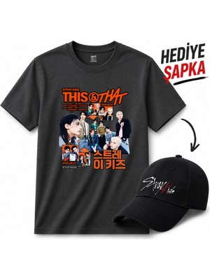 BarsDepo Straykids Thıs That Tişört, Premıum Kalite Unisex Çocuk / Yetişkin (Şapka Hediyeli)