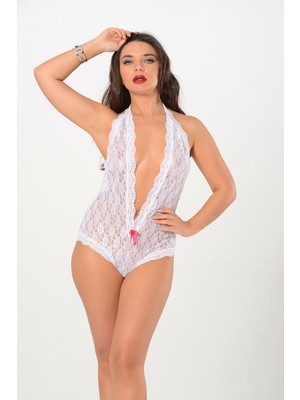 Tienda Elegante Beyaz Dantel Bodysuit - 924