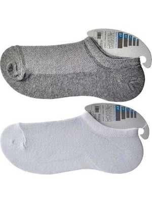 TeOra Store Gri ve Beyaz Erkek Görünmez Çorap 12 Çift