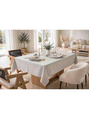 Velnox Colber Dertsiz Masa Örtüsü Leke Tutmaz Çizgili Dalgalı Kenar Dikdörtgen 160X220 cm