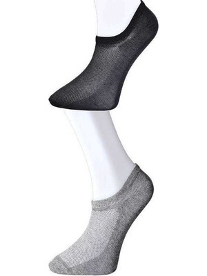 TeOra Store Siyah ve Gri Erkek Görünmez Çorap 3 Çift