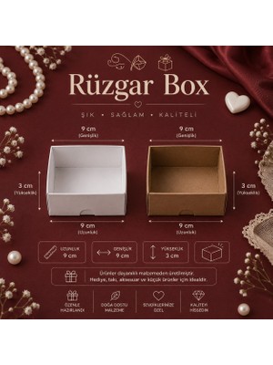 Belirtilmemiş RuzgarBox 9x9x3 cm Asetat Kapaklı Kraft Hediye Kutusu 50'li Paket