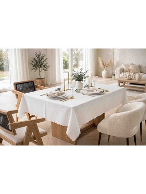 Velnox Colber Dertsiz Masa Örtüsü Leke Tutmaz Çizgili Dalgalı Kenar Dikdörtgen 160X220 cm