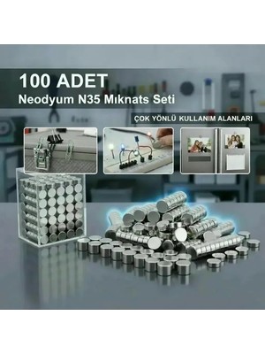 100 Lü 8X3MM Yuvarlak Neodyum Mıknatıs ( Lisinya )