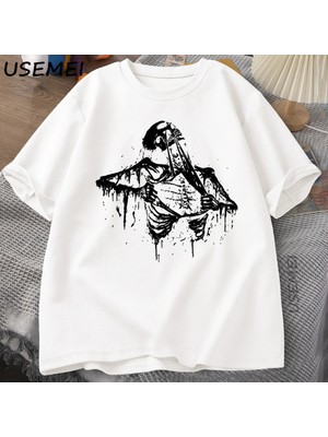 Tarzsokak Vintage Iskelet Yırtık Rip Cage 90S Tiskelet Grafik T-Shirt Y2K Kafatası Tee Hip Hop 2970