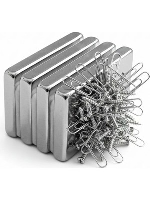 2 Adet 40X20X5MM Neodyum Magnet Güçlü N35 Mıknatıs Köşeli Nikel Kaplama ( Lisinya )