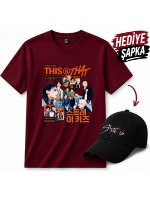 BarsDepo Straykids Thıs That Tişört, Premıum Kalite Unisex Çocuk / Yetişkin (Şapka Hediyeli)