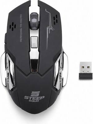 Steep Solid Kablosuz RGB Siyah Gaming Mouse Şarjlı 2400 Dpı 2.4g Hızlı Bağlantı Fps Shooter Dizayn Uyku Modlu Çift El Uyumlu