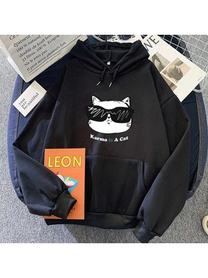 Tarzsokak Siyah Eras Turu Karma Bir Kedi Hoodies Moda Hip Hop Kawaii Ceket Ha