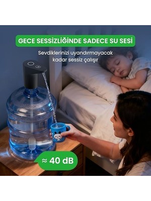 Belirtilmemiş Yeni Nesil Ultra Sessiz ve Ultra Hızlı Otomatik Damacana Pompası Siyah