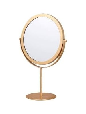Belirtilmemiş Masa Üstü 14,5 cm Tek Taraflı Gold Yuvarlak Dönen Metal Masa Aynası CIN895SR