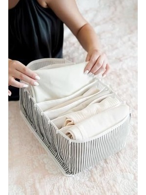 Belirtilmemiş Akordiyon Düzenleyici Organizer Kumaş Sütyen Çamaşır Düzenleyici Çekmece Içi Organizer, Katlanabilir Iç Çamaşırı Organizeri, Dolap ve Çekmece Düzenleyici (24X37X18 Cm)