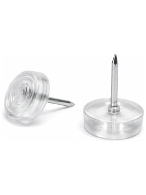Esranın Dünyası Plastik Poligirit Çivili Tapa, Masa Sandalye Sehpa Ayak Zemin Koruyucu, Siyah ve Şeffaf Beyaz, Çap 1.5 Cm, 50 Adet (Şeffaf)