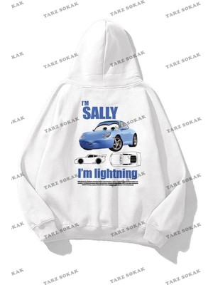Tarzsokak Y2K Unisex I'm Sally Cars Sweatshirt Kod 1613 Beyaz