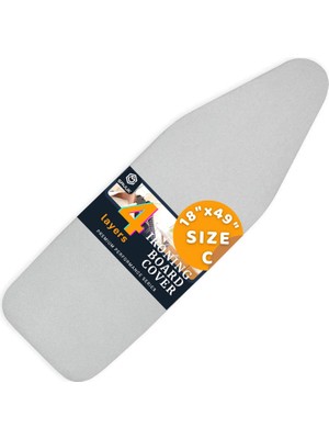 Belirtilmemiş Savuk 4 Katmanlı Ütü Masası Kılıfı,ütü Masası Örtüsü,ütü Masası Bezi,silikon Kaplı Isı Dayanıklı 55X135 cm Gri Renk