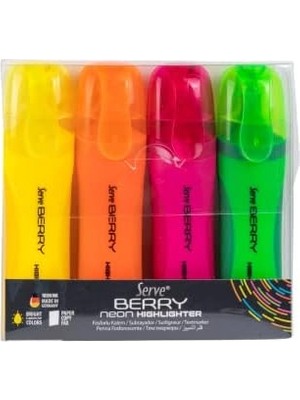 Belirtilmemiş SV-BRFKP4FR Berry Fosforlu Kalem, Neon, 4'lü Paket