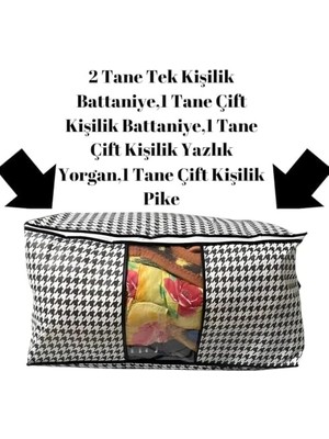 Belirtilmemiş Aee® 5 Adet Mega Boy Pencereli Hurç Seti 64X46X34 Büyük Boy Yorgan Hurcu Battaniye Yastık Baza Altı Dolap Üstü Çeyiz Bohçası Düzenleyeci Organizer