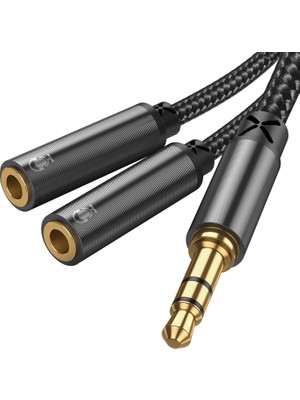 Belirtilmemiş SY-A04 Headphone Male To 2-Female Y-Splitter Audio Cable 0.2m - Black