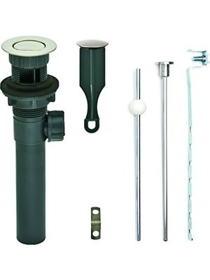 Belirtilmemiş Pf Waterworks PF0735-BN-GR, Gri Abs Gövde Banyo Lavabosu/tuvalet Açılır Tahliyesi, Bilyeli Kaldırma Çubuklu | Taşma | Cupc Listeli, Fırçalanmış Nikel
