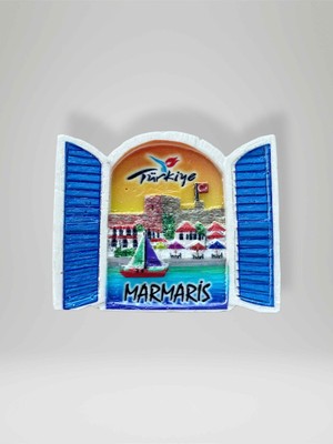 Mundy Marmaris Polyester Kabartmalı  Magnet  7 cm x 5,5 cm  – Dekoratif Hediyelik Buzdolabı Süsü  (KOD:1797)