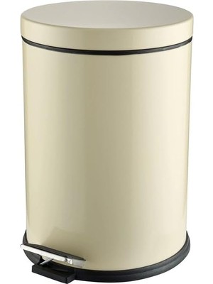 Belirtilmemiş Premium Serisi 12 Litre Hacimli Paslanmaz Banyo-Mutfak Pedallı Çöp Kovası Krem, 12L
