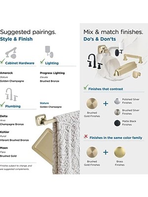Belirtilmemiş Amerock |-Havlu Halkası | 7-9/16 Inç (192 Mm) | Altın Şampanya | Boy | Havlu Tutacağı |-Banyo Donanımı |-Banyo-Aksesuarları