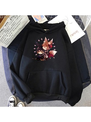 Tarzsokak Siyah Genshin Darbe Zhong Li Tartaglia Kawaii Hoodies Rahat Boy P