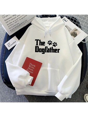 Tarzsokak Beyaz Karikatür Dogfather Grafik Hoodiesuzun Kollu U Lar