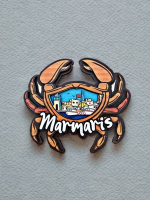 Mundy Marmaris Temalı Magnet Ahşap Lazer Kesim 3 Boyutlu Buzdolabı Süsü