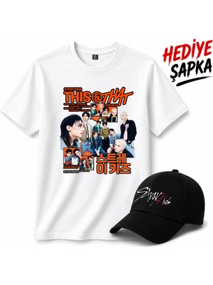 BarsDepo Straykids Thıs That Tişört, Premıum Kalite Unisex Çocuk / Yetişkin (Şapka Hediyeli)