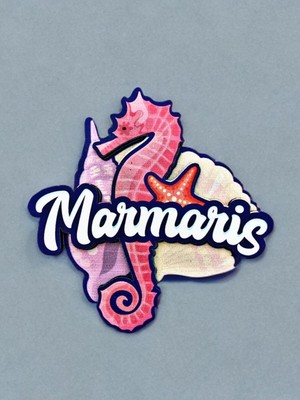 Mundy Marmaris Temalı Magnet Ahşap Lazer Kesim 3 Boyutlu Buzdolabı Süsü