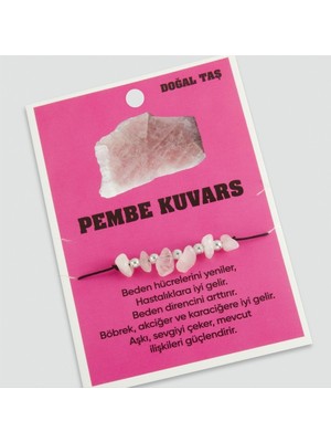 Bijuteri Net Pembe Kuvars Doğaltaşlı Ip Bileklik