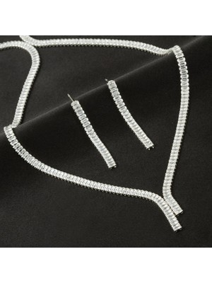 Bijuteri Net Tamtur Baget Taşlı Lüks Set Kolye 4 mm