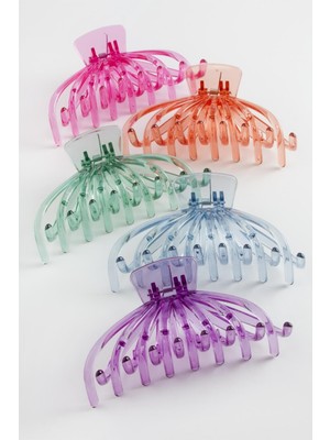Bijuteri Net Oval Şeffaf Renkli Mandal Toka 11 cm